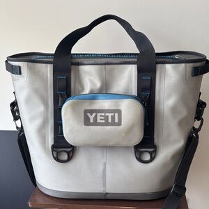 YETI Gray and black Hopper 30 soft side zippered cooler
